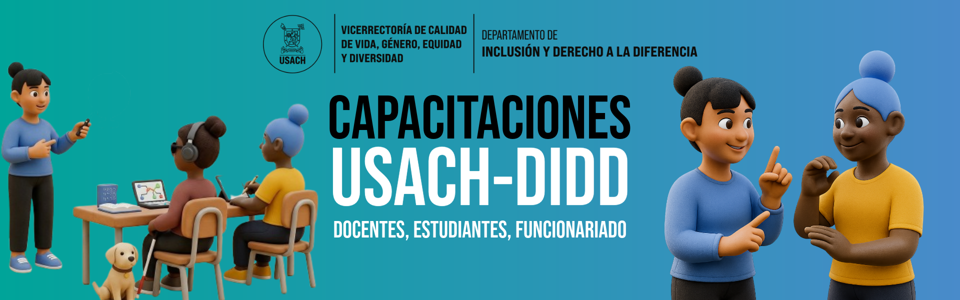 Personas ícono de inclusión presentando los talleres